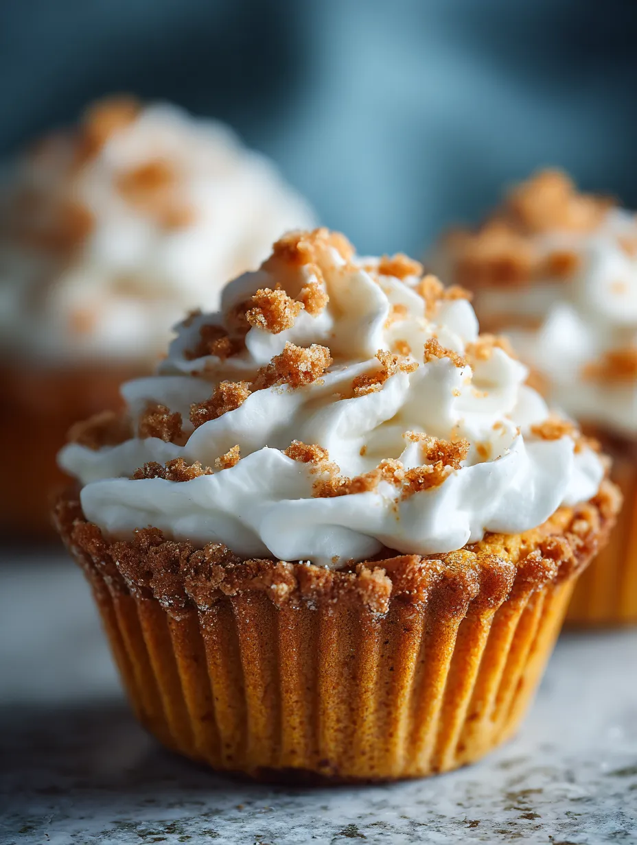 A cupcake with white frosting and a brown topping.