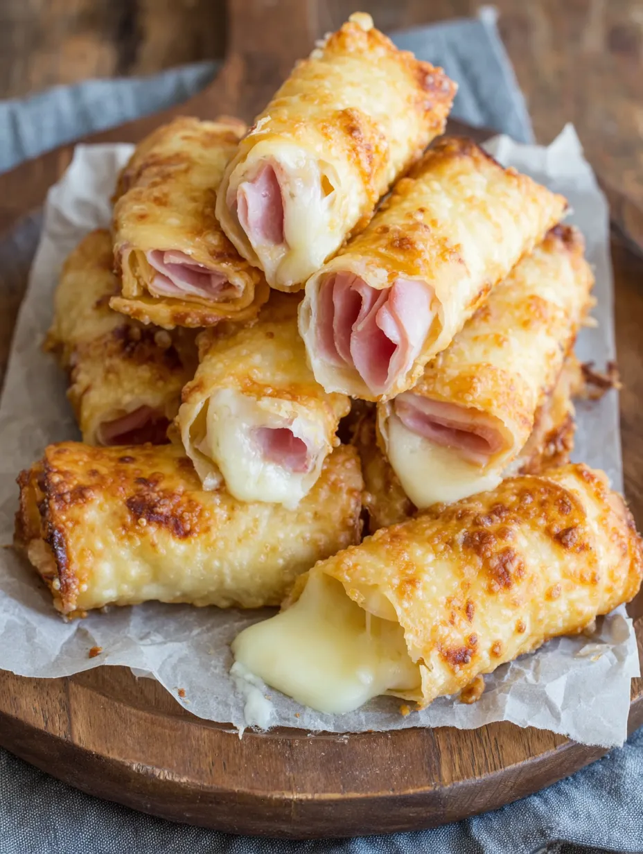 Mozzarella sticks with ham and cheese.