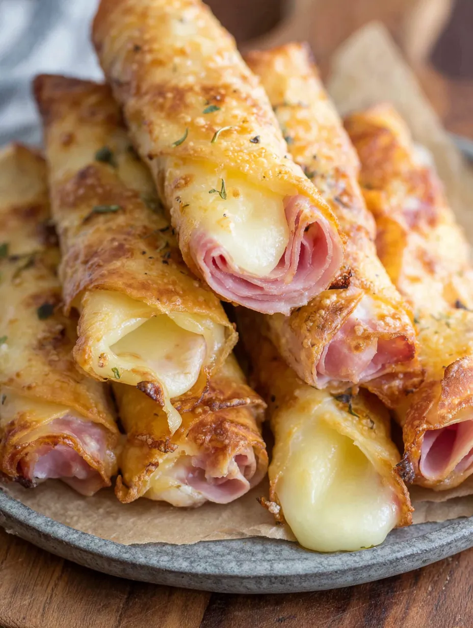 Mozzarella sticks with ham and cheese.