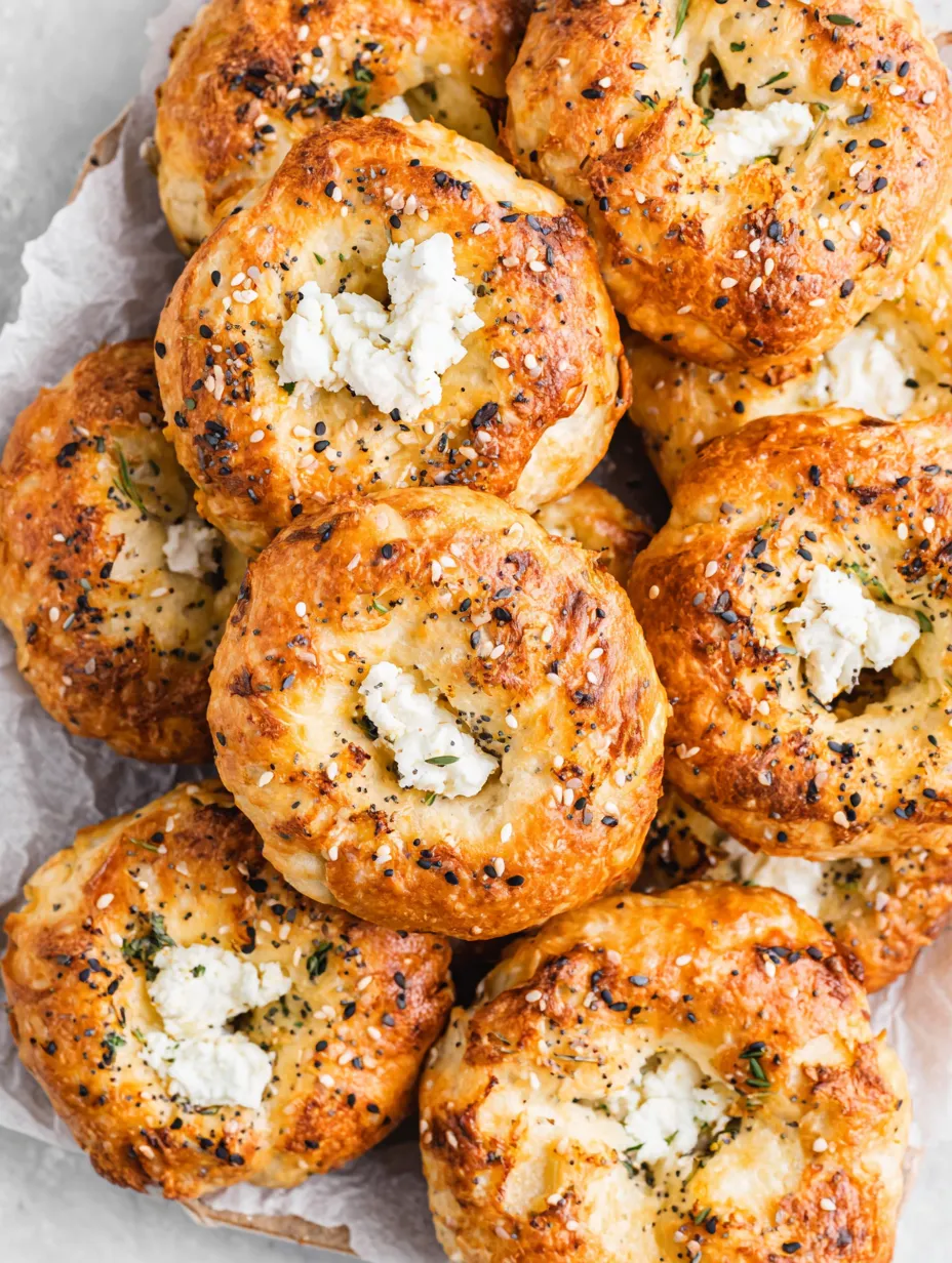 A plate of air fryer protein bagels.