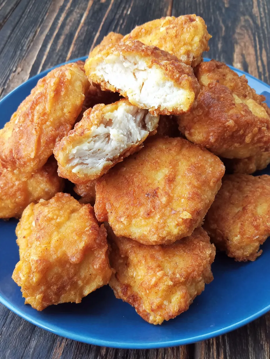 A plate of crispy chicken nuggets.