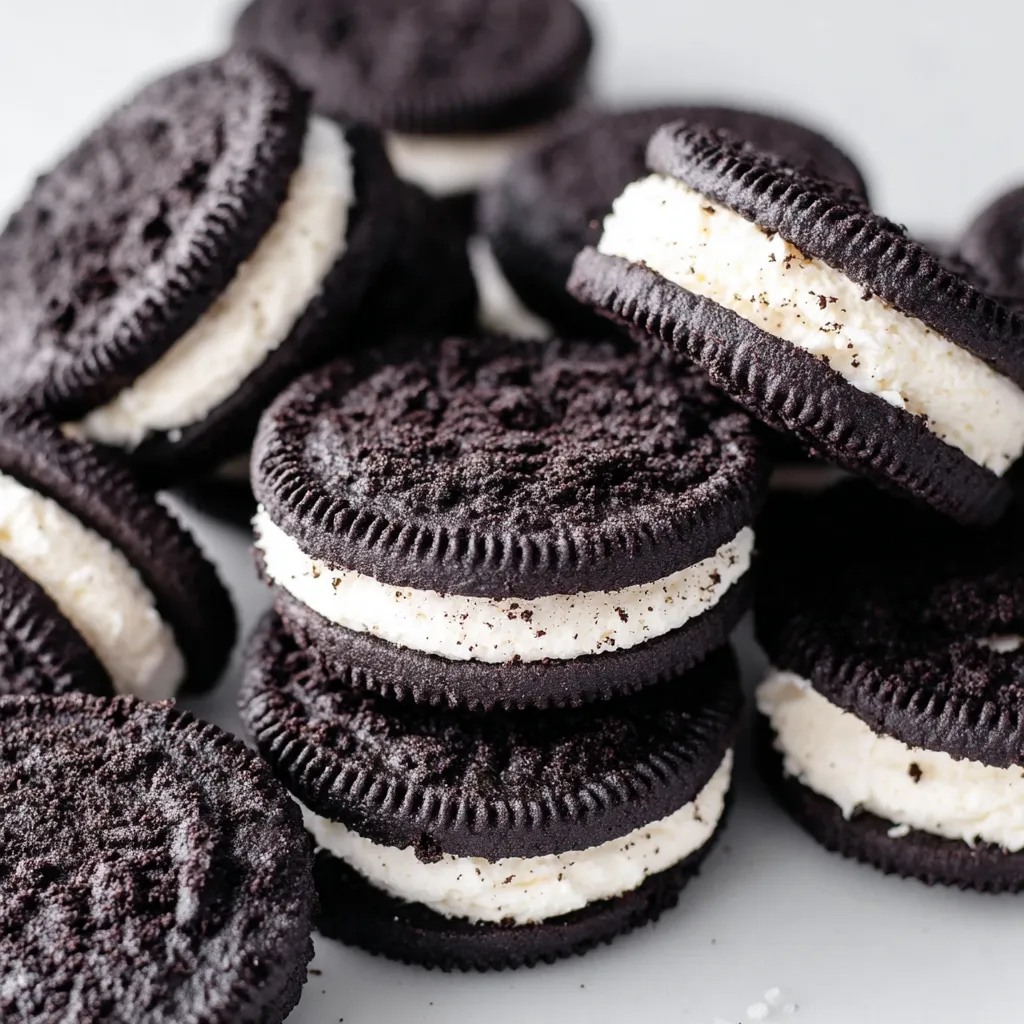 A pile of homemade Oreo cookies.