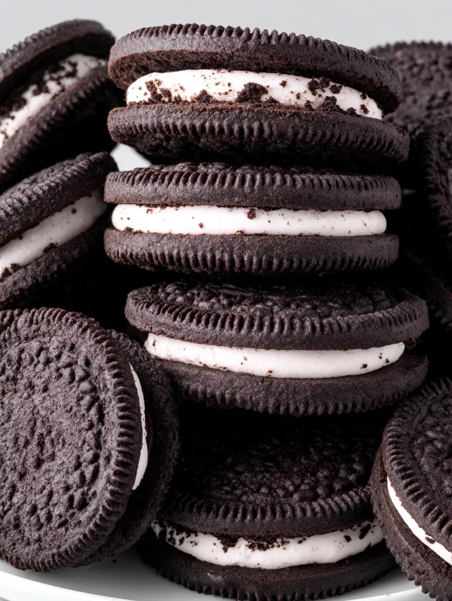 A stack of homemade Oreo cookies.