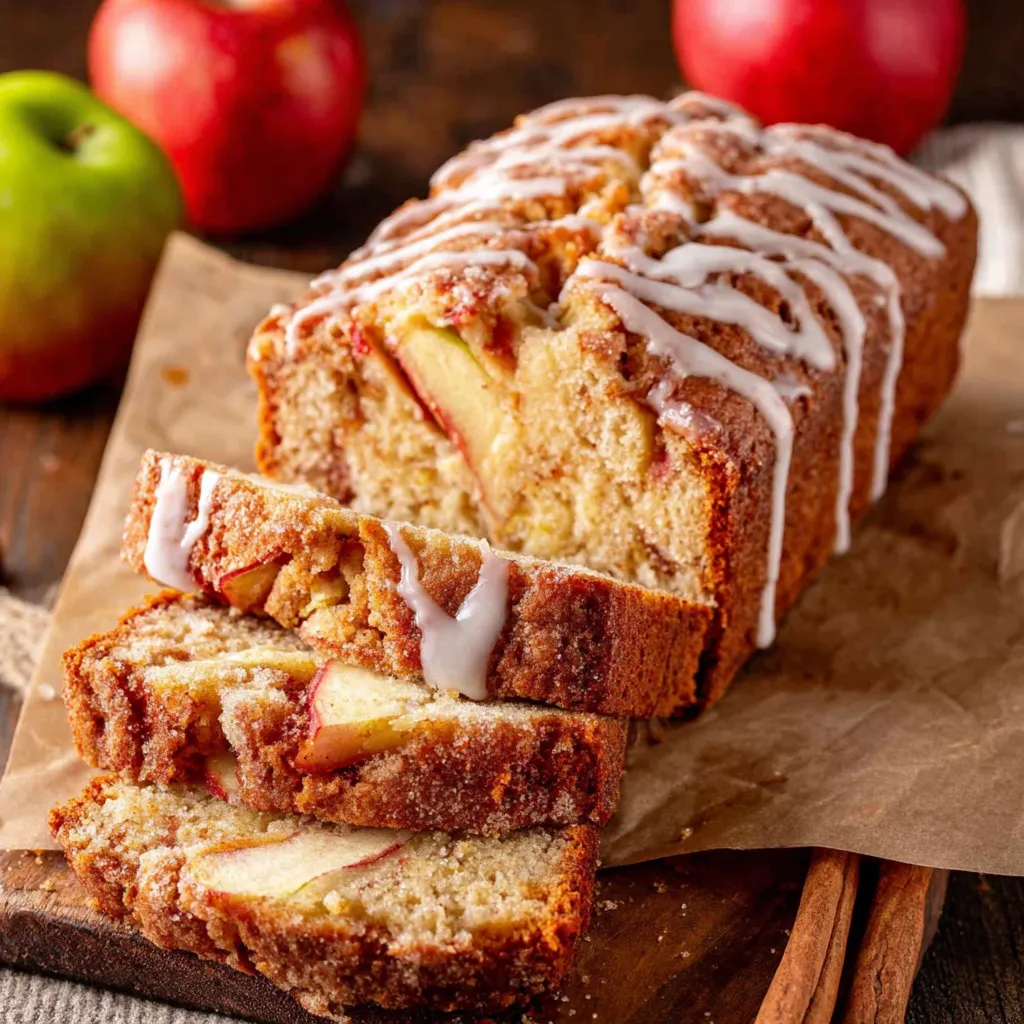 A loaf of cinnamon apple bread.