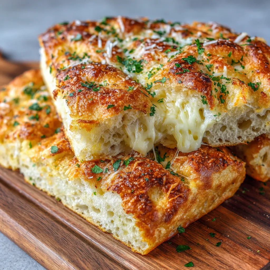 A slice of cheesy garlic bread.