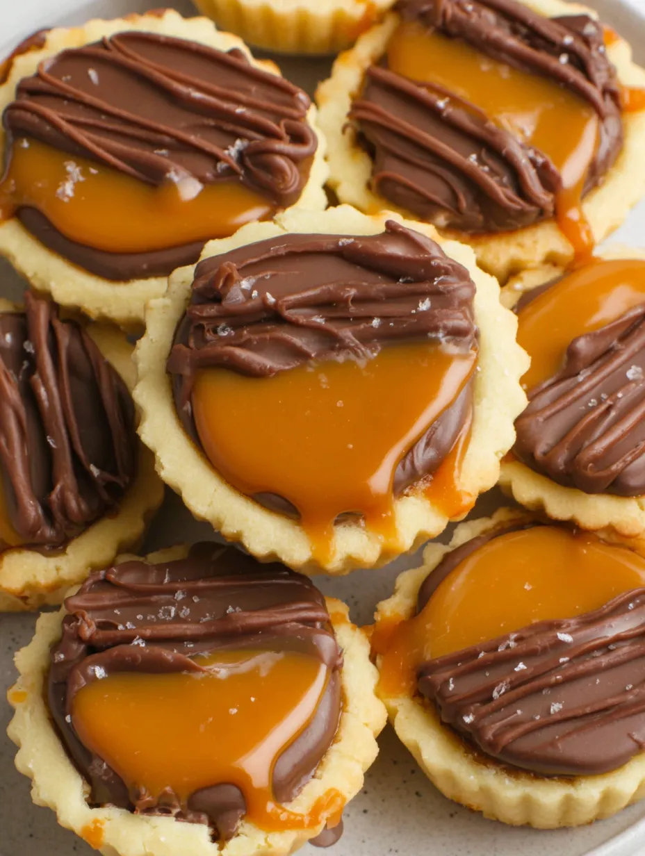 Twix Cookie Cups with caramel drizzle.