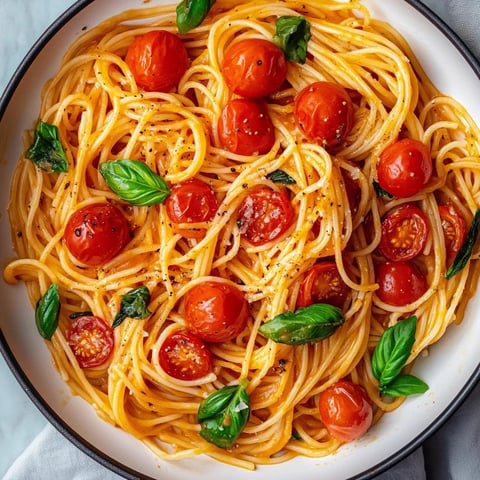 A plate of tasty cherry tomato pasta